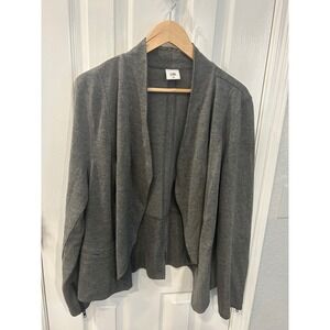 Cabi Pursuit Blazer Gray Asymmetrical Zip Knit Peplum Jacket 3556 XL Womens